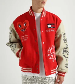 Tommy Jeans X Keith Haring Varsity Jacket Red Glare