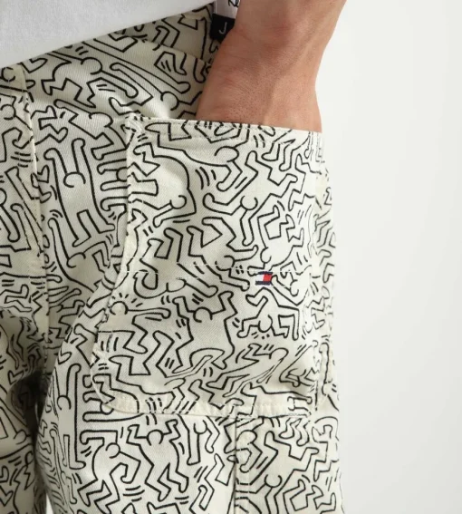 Tommy Jeans X Keith Haring Dancing Man Denim Pants Aop White