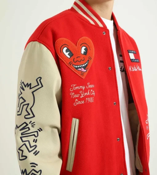 Tommy Jeans X Keith Haring Varsity Jacket Red Glare