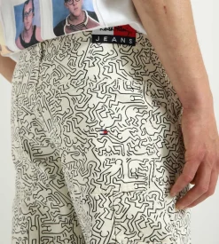 Tommy Jeans X Keith Haring Dancing Man Denim Pants Aop White