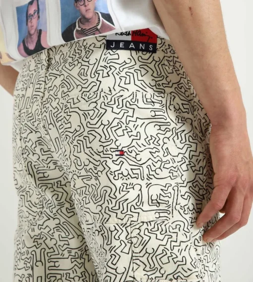 Tommy Jeans X Keith Haring Dancing Man Denim Pants Aop White