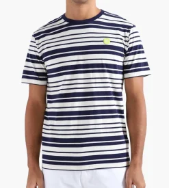 Wood Wood Ace Stripe T-Shirt Off-White Navy Stripes