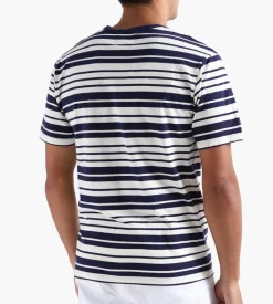 Wood Wood Ace Stripe T-Shirt Off-White Navy Stripes