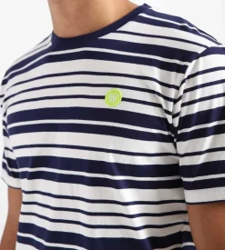 Wood Wood Ace Stripe T-Shirt Off-White Navy Stripes