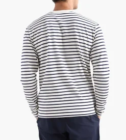 Wood Wood Mel Stripe Long Sleeve Gots Off-White Navy Stripes