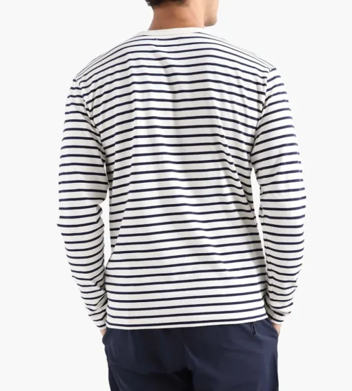 Wood Wood Mel Stripe Long Sleeve Gots Off-White Navy Stripes